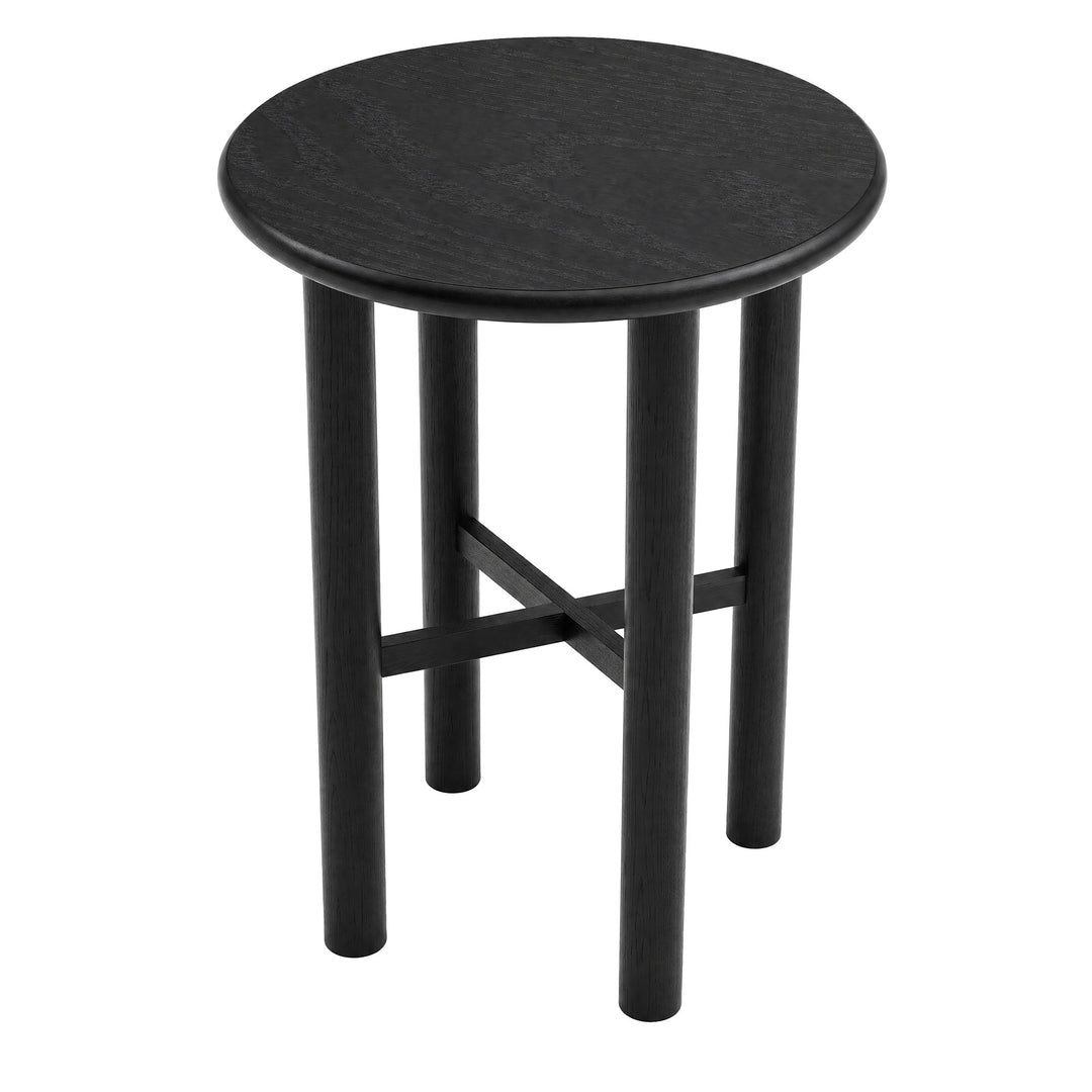Alvia Round 30" Oak Wood Bar Table in Black