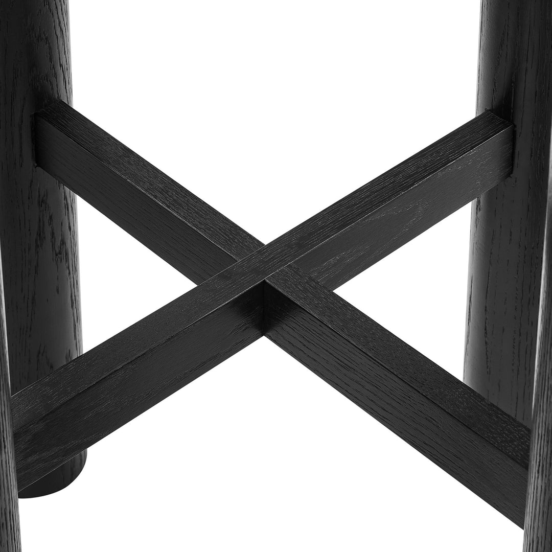 Alvia Round 30" Oak Wood Bar Table in Black