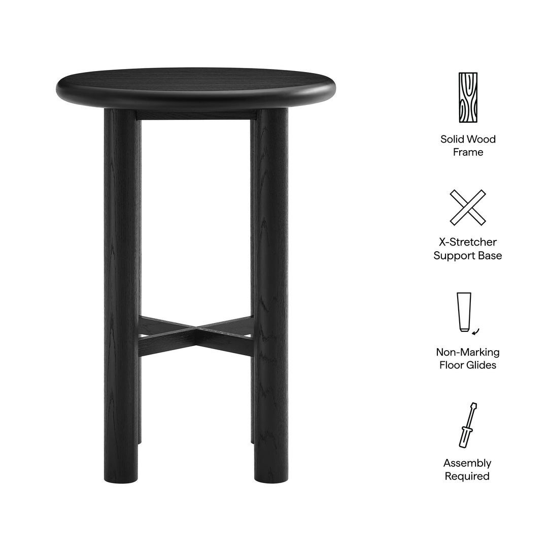 Alvia Round 30" Oak Wood Bar Table in Black