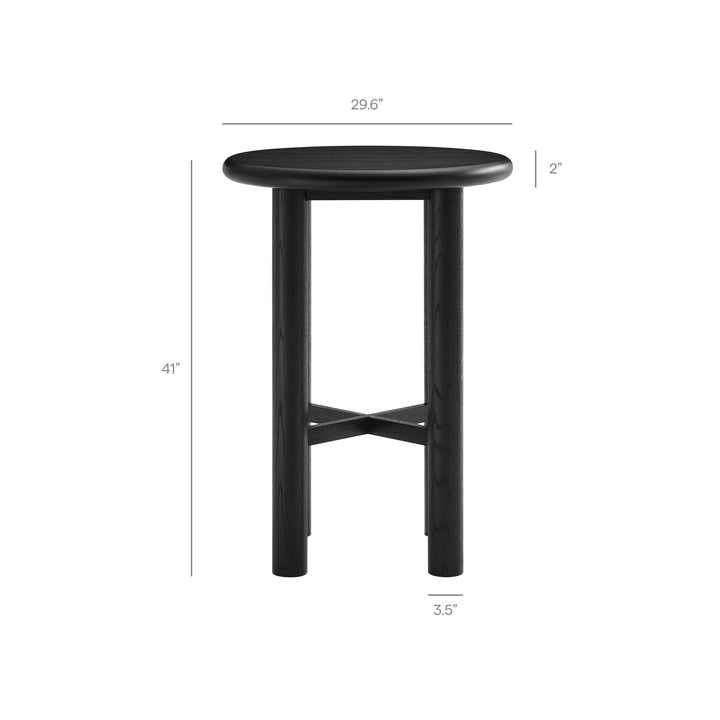 Alvia Round 30" Oak Wood Bar Table in Black