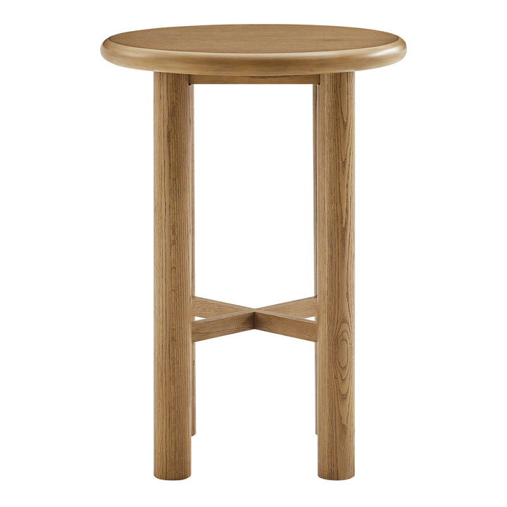 Alvia Round 30" Oak Wood Bar Table in Weathered Oak