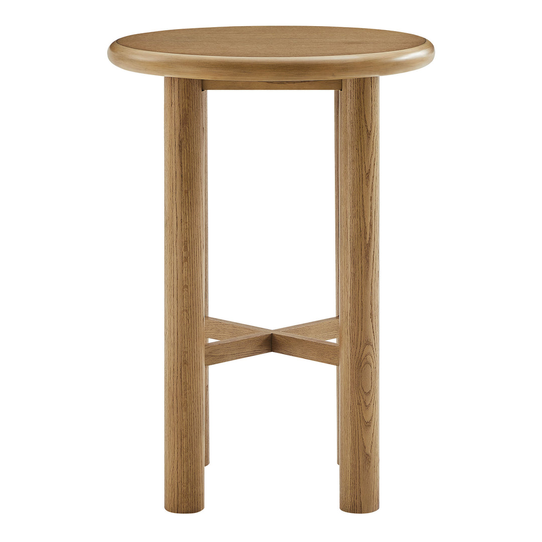 Alvia Round 30" Oak Wood Bar Table in Weathered Oak