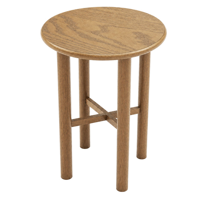 Alvia Round 30" Oak Wood Bar Table in Weathered Oak
