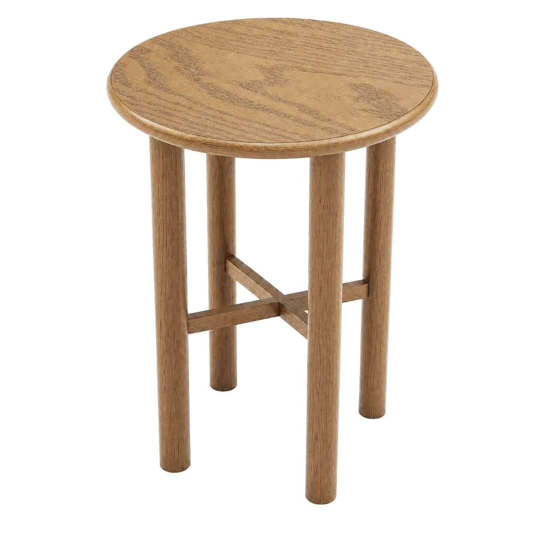 Alvia Round 30" Oak Wood Bar Table in Weathered Oak