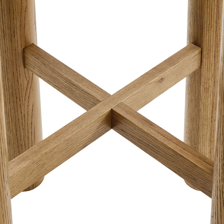 Alvia Round 30" Oak Wood Bar Table in Weathered Oak