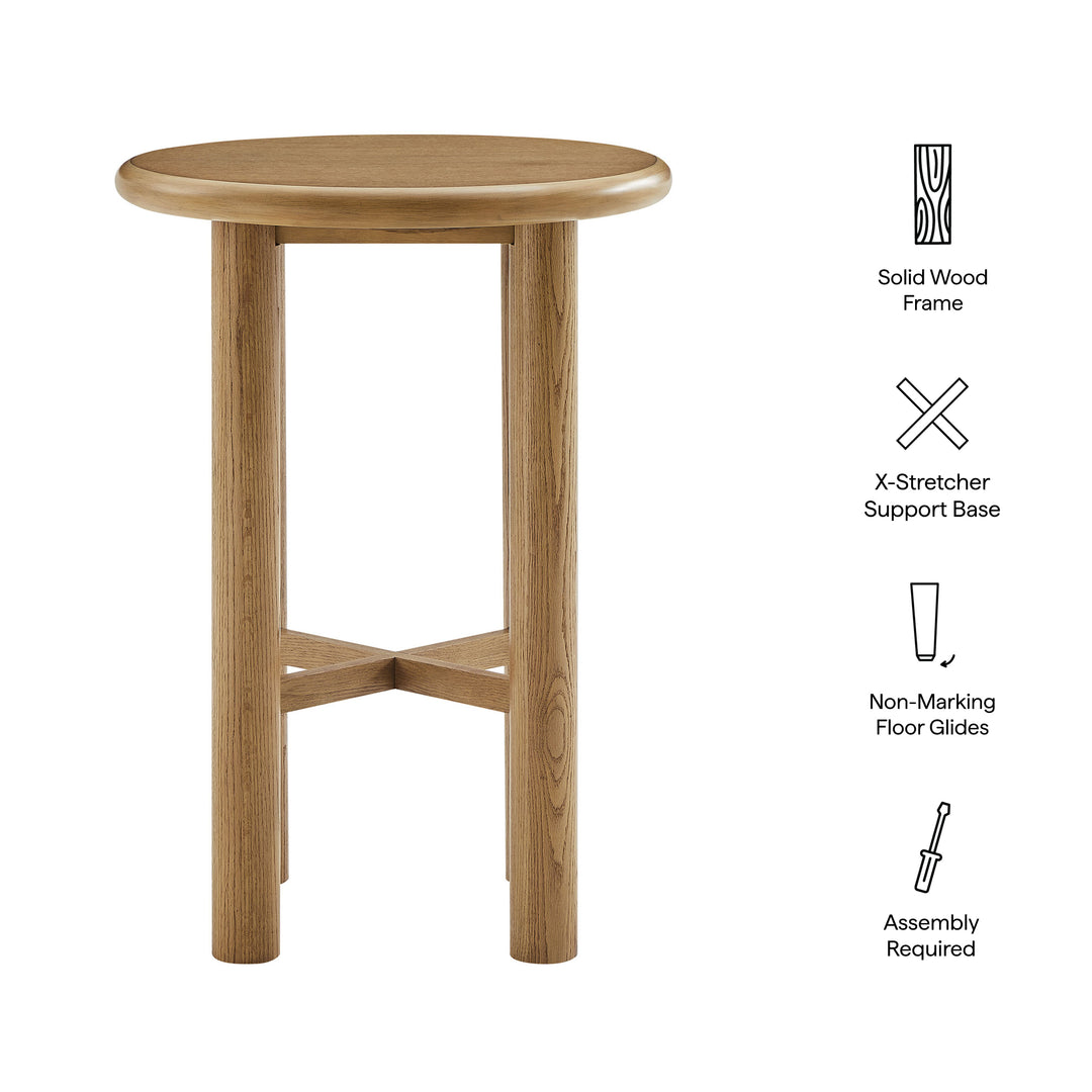 Alvia Round 30" Oak Wood Bar Table in Weathered Oak