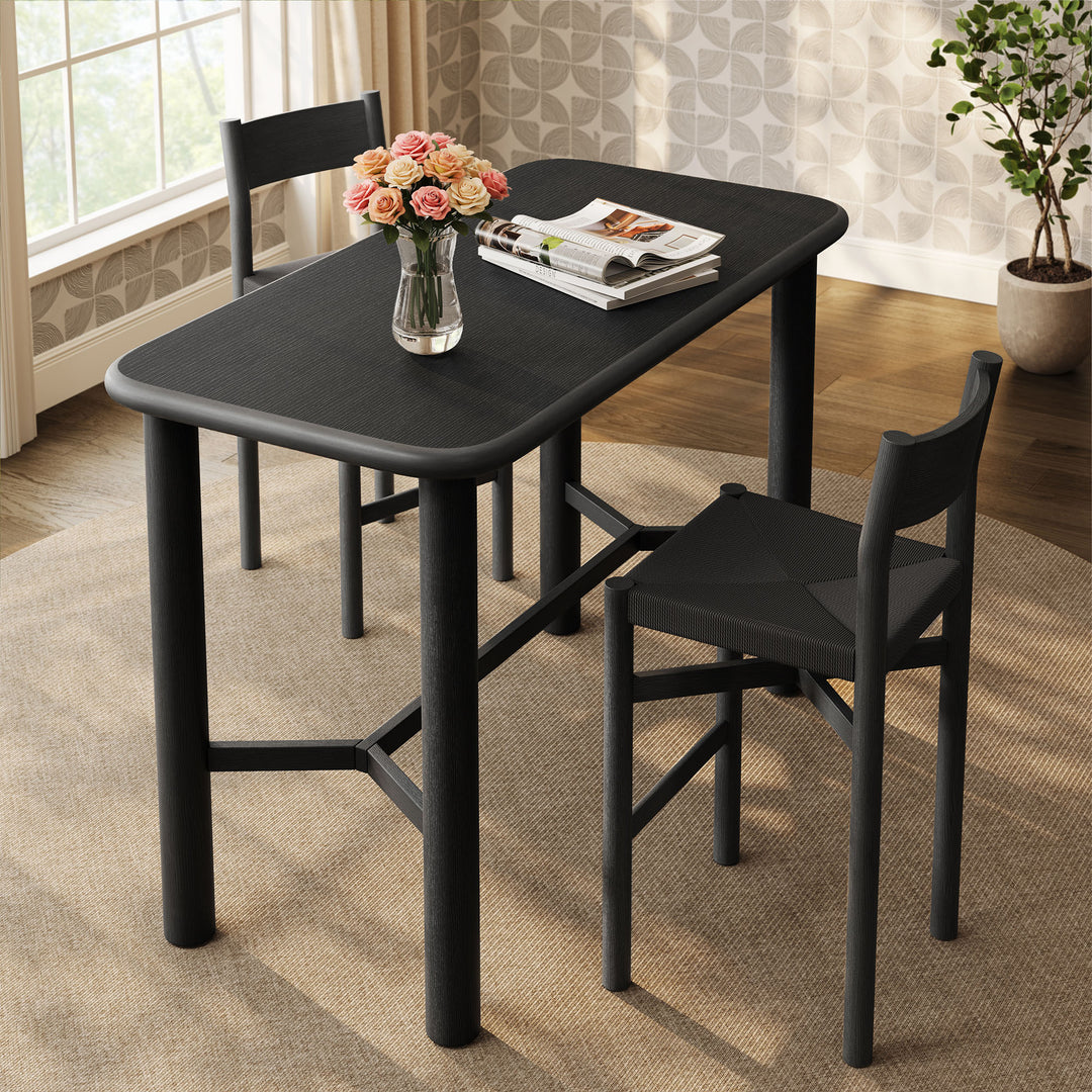Alvia Rectangular 60" Oak Wood Bar Table in Black