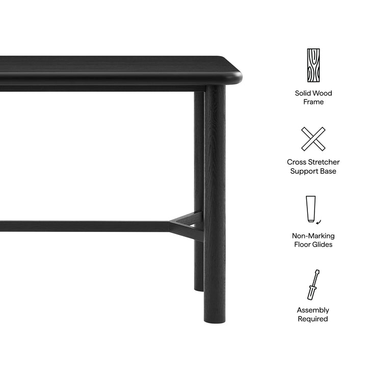 Alvia Rectangular 60" Oak Wood Bar Table in Black
