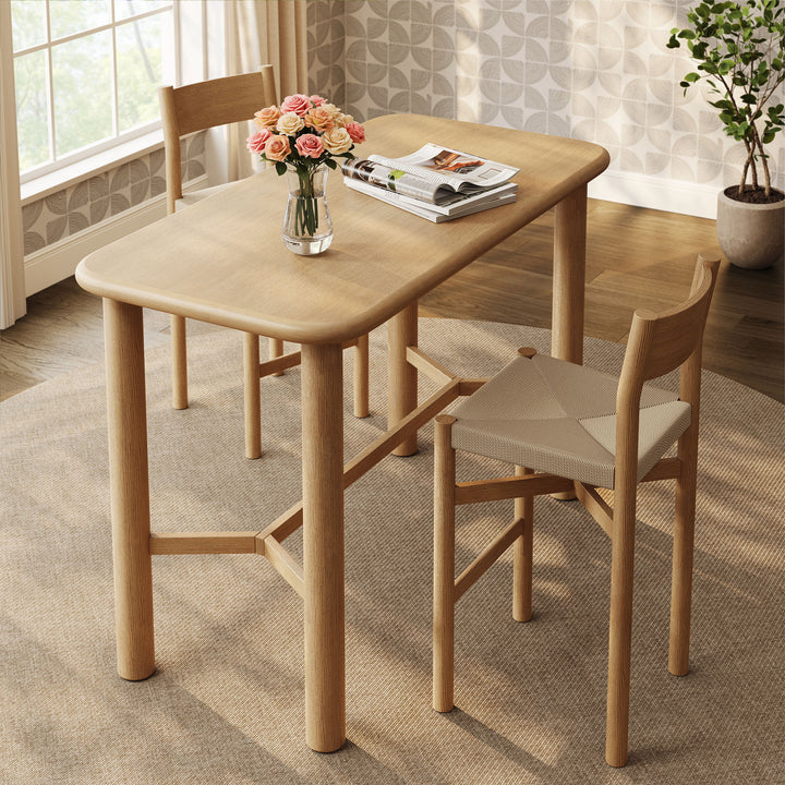 Alvia Rectangular 60" Oak Wood Bar Table in Weathered Oak
