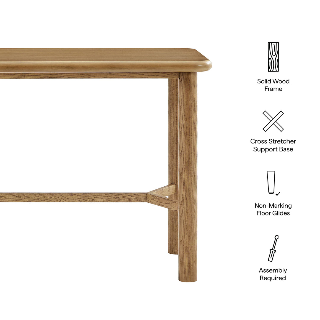 Alvia Rectangular 60" Oak Wood Bar Table in Weathered Oak