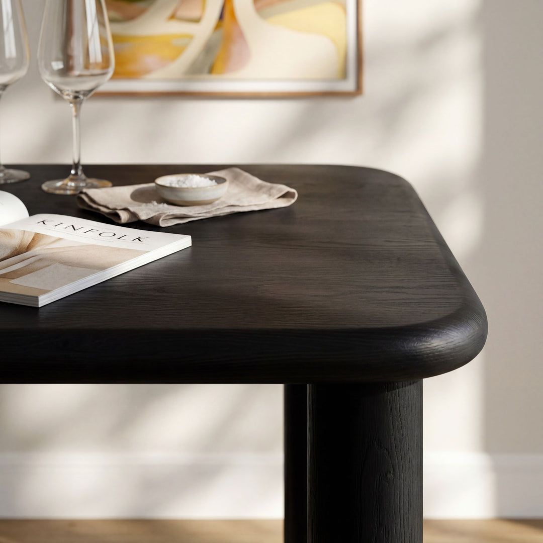 Alvia 72" Rectangular Oak Wood Dining Table in Black