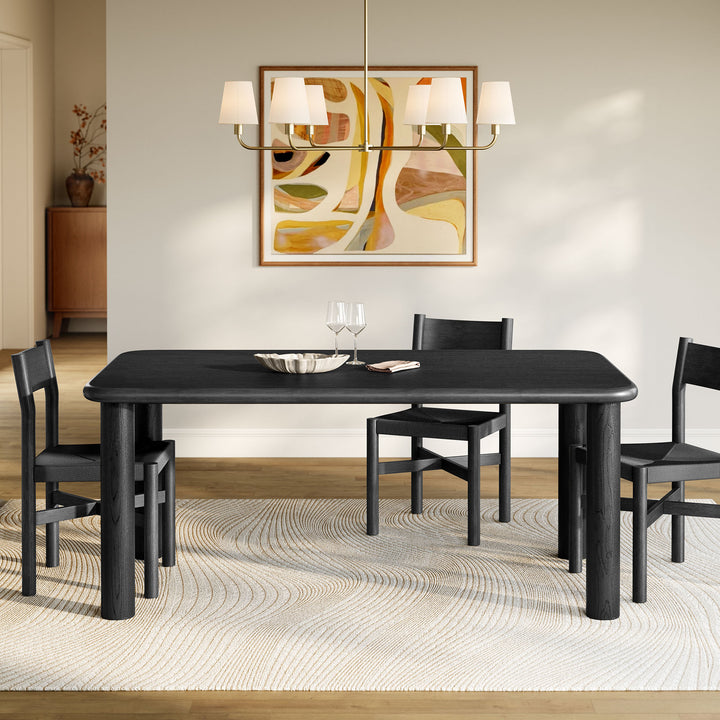 Alvia 72" Rectangular Oak Wood Dining Table in Black