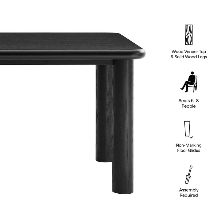 Alvia 72" Rectangular Oak Wood Dining Table in Black