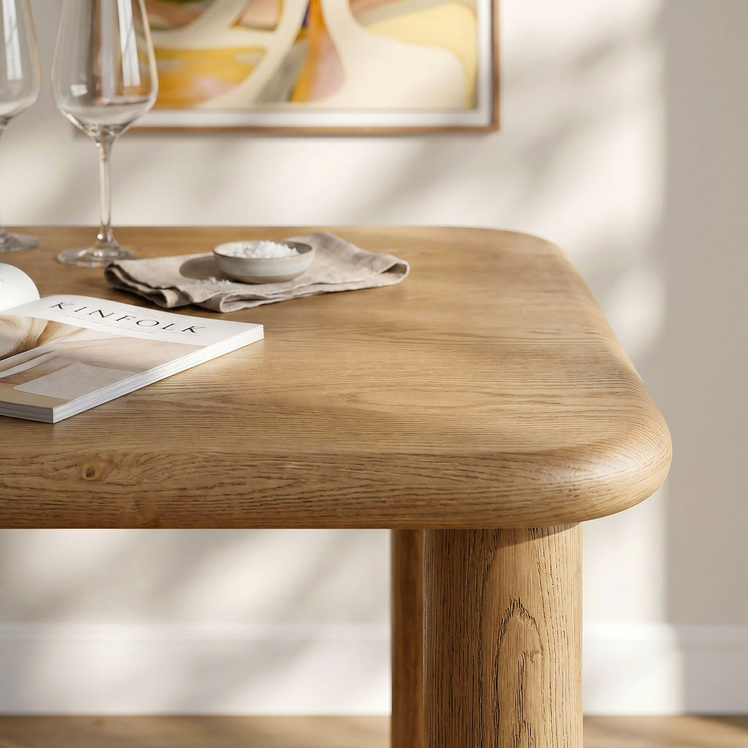 Alvia 72" Rectangular Oak Wood Dining Table in Weathered Oak