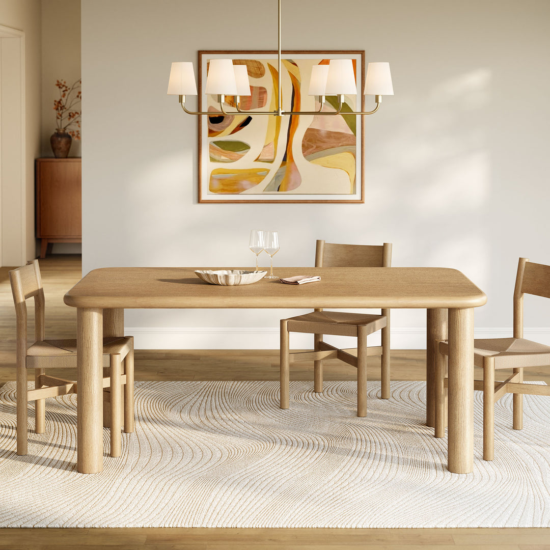 Alvia 72" Rectangular Oak Wood Dining Table in Weathered Oak