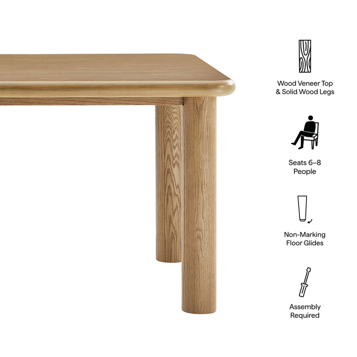 Alvia 72" Rectangular Oak Wood Dining Table in Weathered Oak
