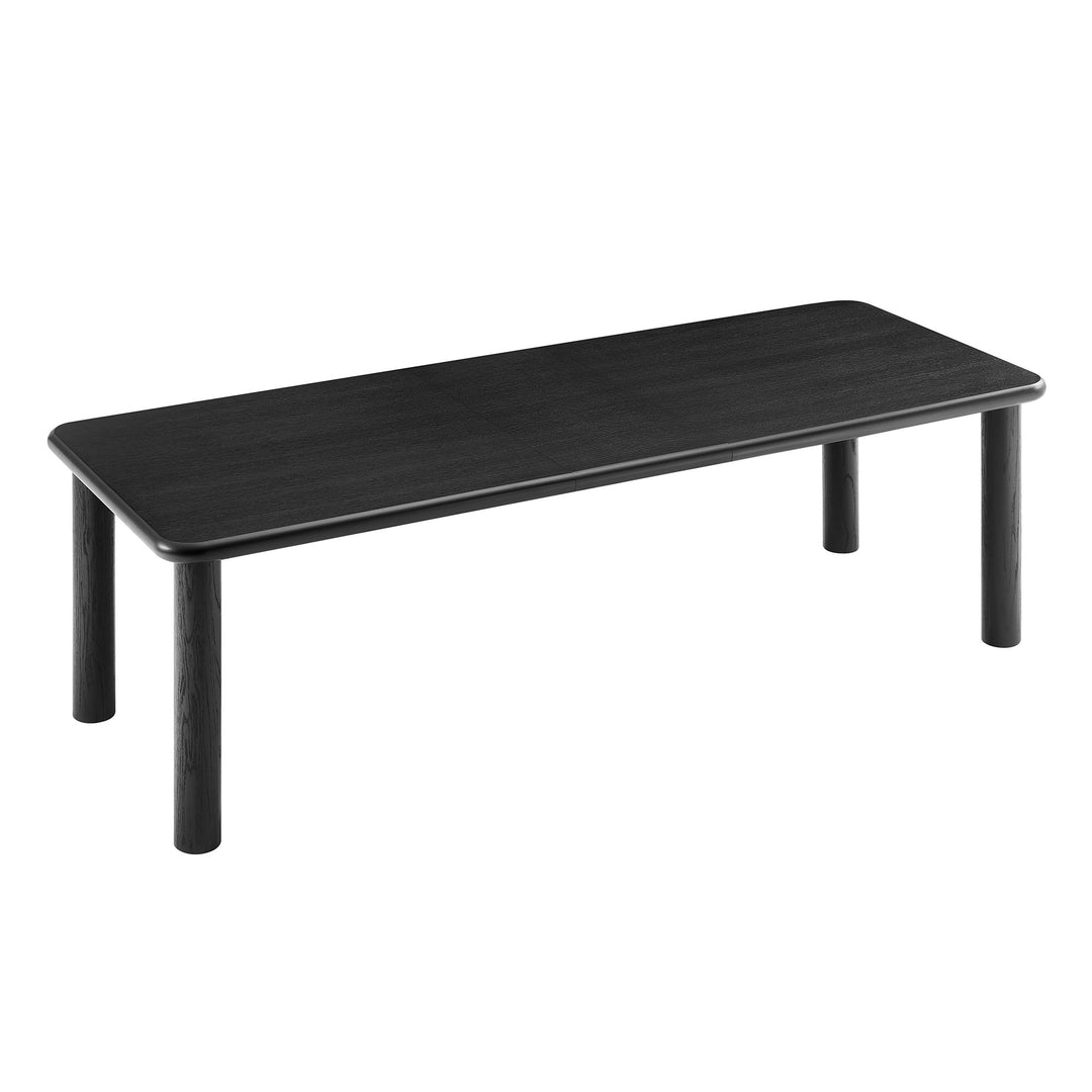 Alvia 86"-105" Extendable Rectangular Oak Wood Dining Table in Black