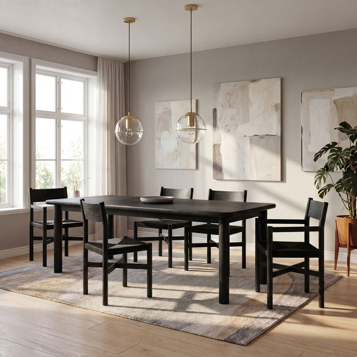 Alvia 86"-105" Extendable Rectangular Oak Wood Dining Table in Black