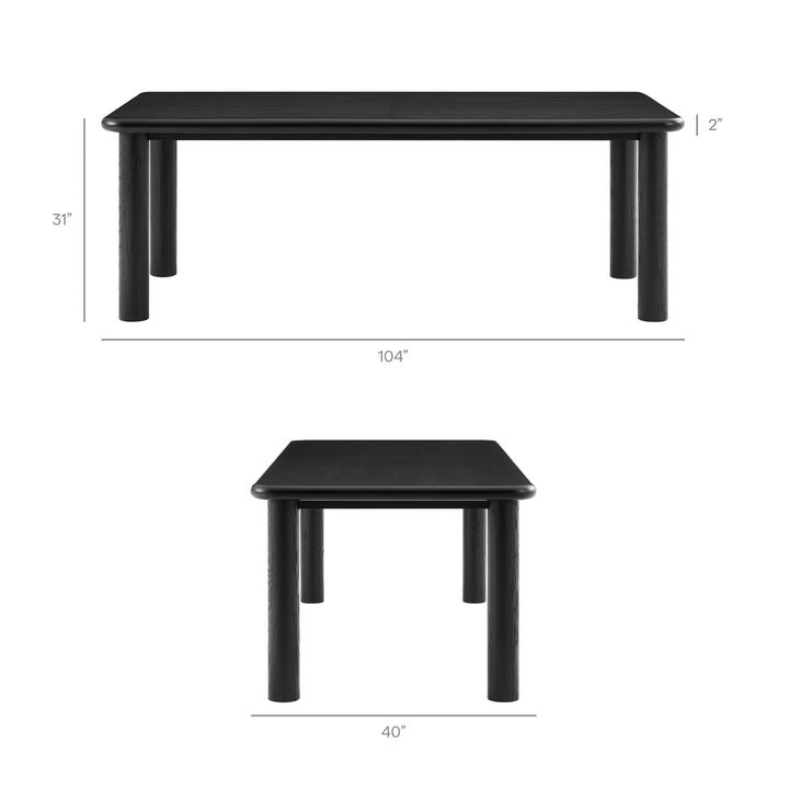Alvia 86"-105" Extendable Rectangular Oak Wood Dining Table in Black