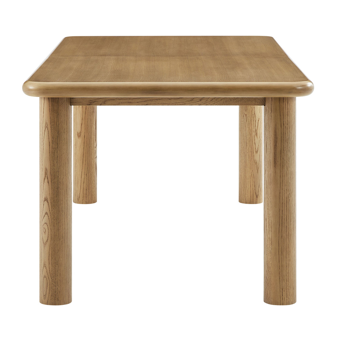 Alvia 86"-105" Extendable Rectangular Oak Wood Dining Table in Weathered Oak