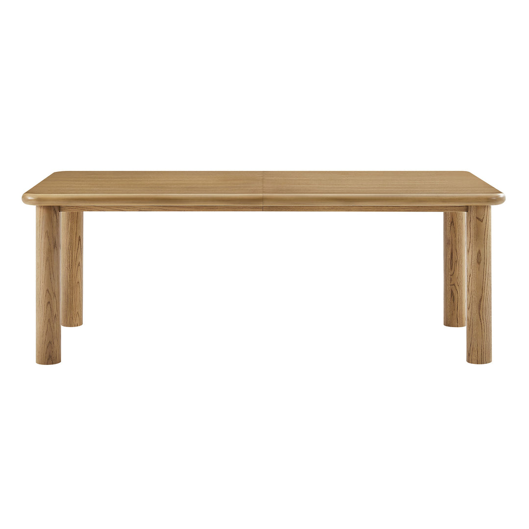 Alvia 86"-105" Extendable Rectangular Oak Wood Dining Table in Weathered Oak