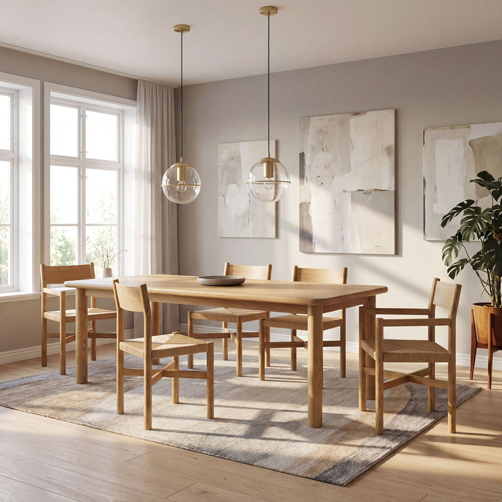 Alvia 86"-105" Extendable Rectangular Oak Wood Dining Table in Weathered Oak