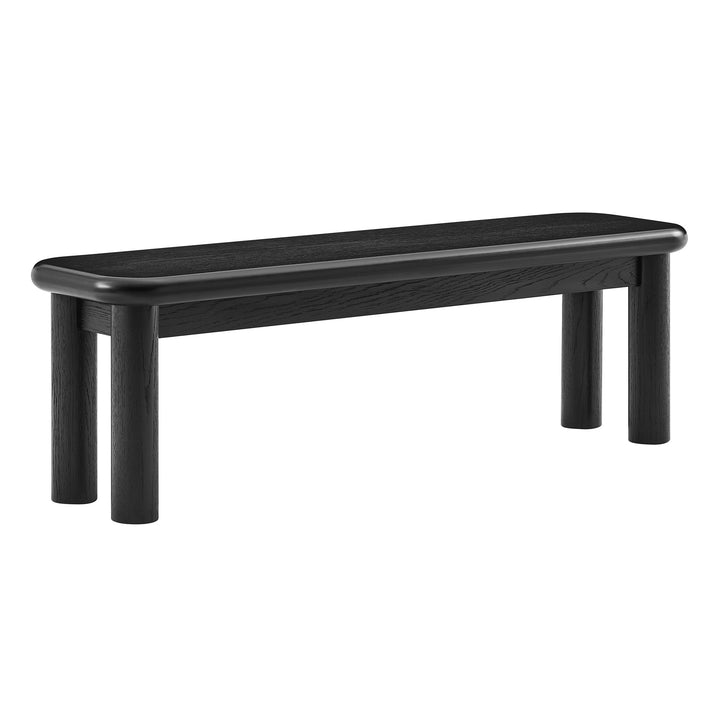 Alvia 58" Oak Wood Bench in Black