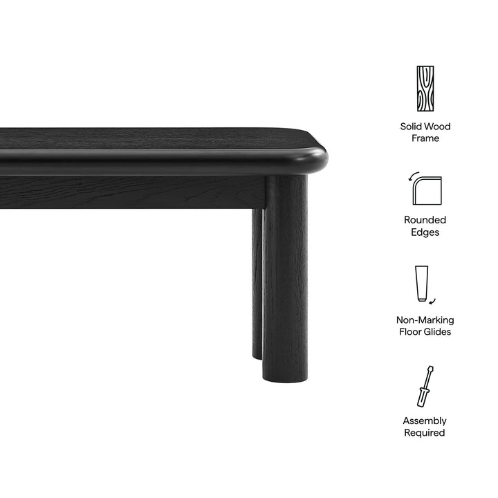 Alvia 58" Oak Wood Bench in Black