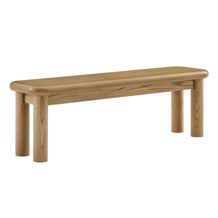Alvia 58" Oak Wood Bench in Weathered Oak