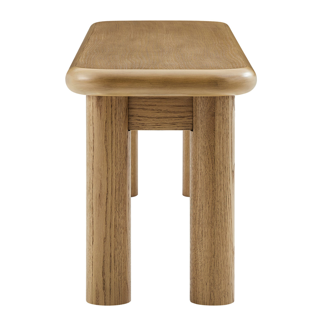 Alvia 58" Oak Wood Bench in Weathered Oak