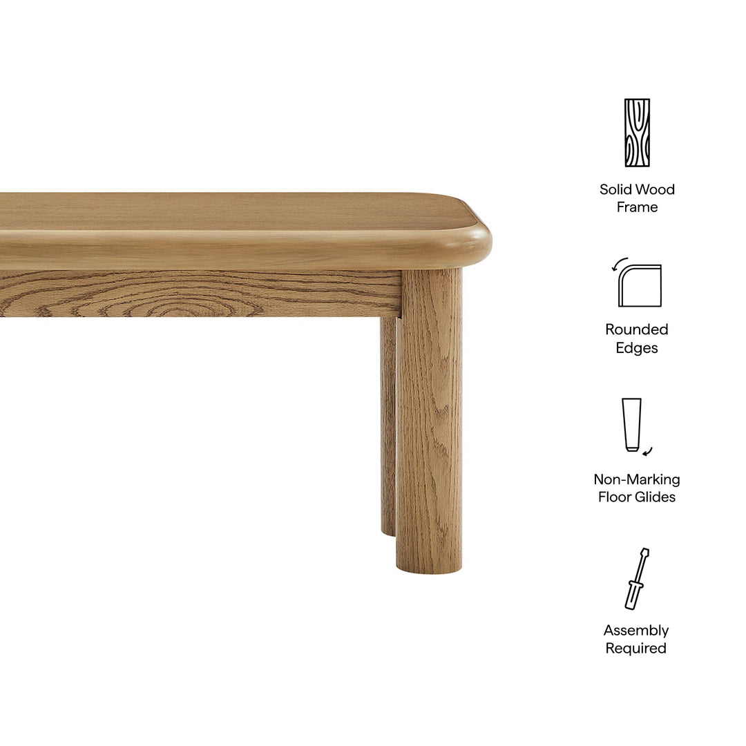 Alvia 58" Oak Wood Bench in Weathered Oak