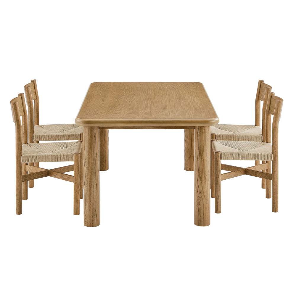 Alvia 5-Piece Oak Wood Dining Table and Chairs Set in Weathered Oak