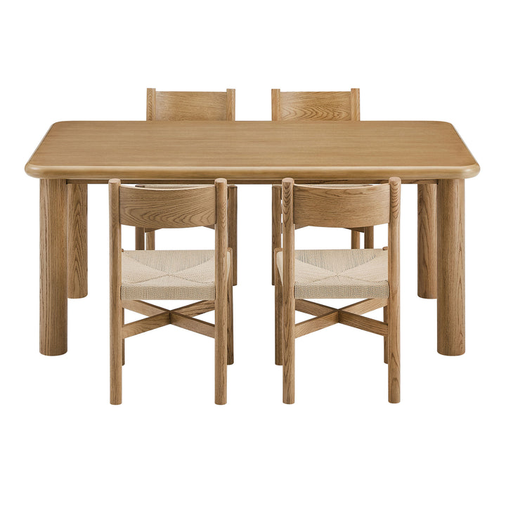 Alvia 5-Piece Oak Wood Dining Table and Chairs Set in Weathered Oak