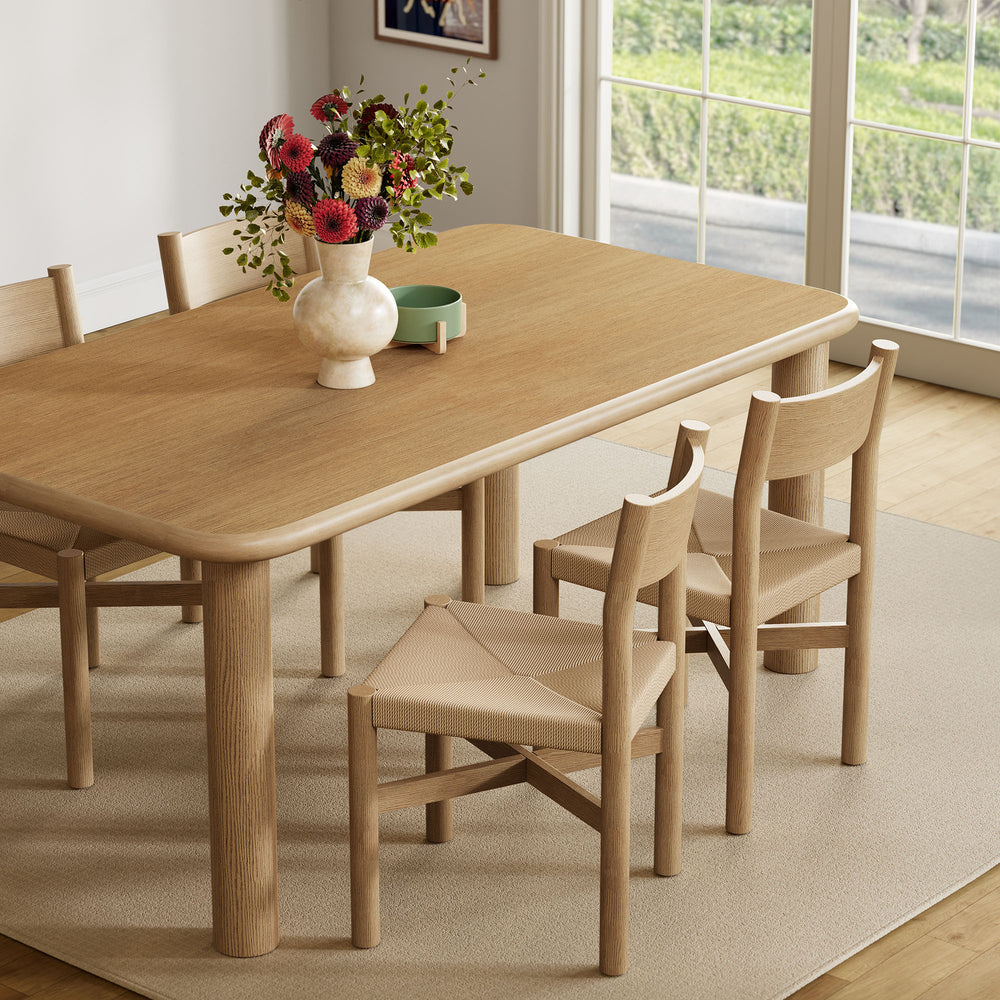 Alvia 5-Piece Oak Wood Dining Table and Chairs Set in Weathered Oak