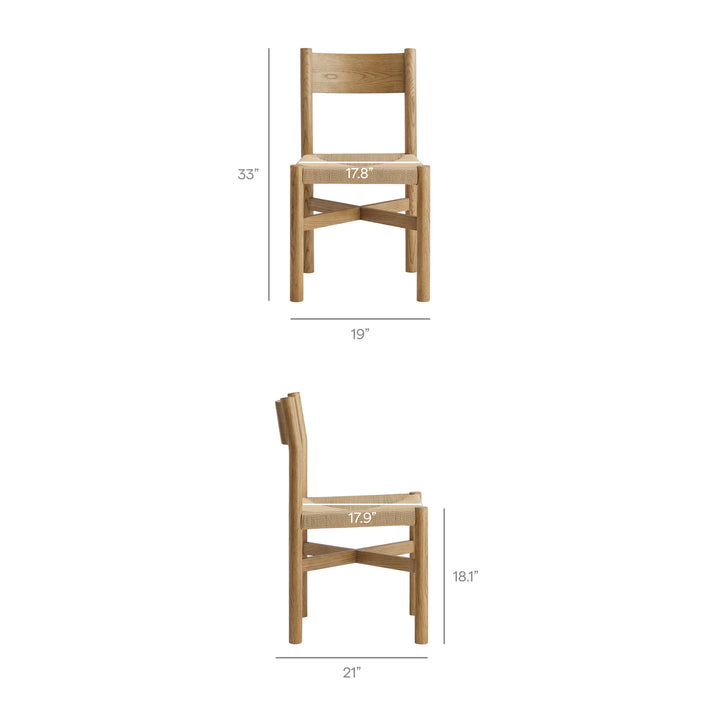 Alvia 7-Piece Oak Wood Dining Table and Chairs Set in Weathered Oak