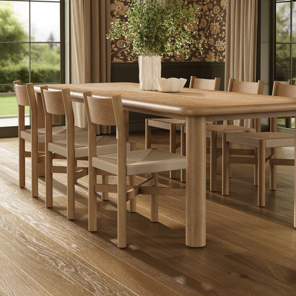 Alvia 7-Piece Oak Wood Extendable Dining Table and Chairs Set in Weathered Oak