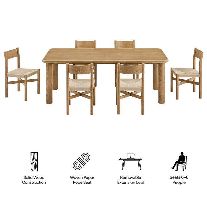 Alvia 7-Piece Oak Wood Extendable Dining Table and Chairs Set in Weathered Oak