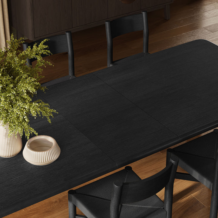Alvia 9-Piece Oak Wood Extendable Dining Table and Chairs Set in Black