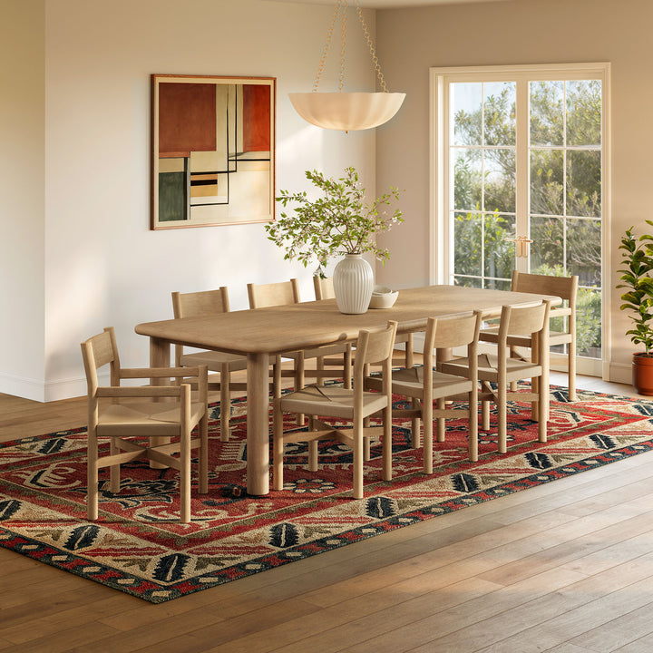 Alvia 9-Piece Oak Wood Extendable Dining Table and Chairs Set in Weathered Oak