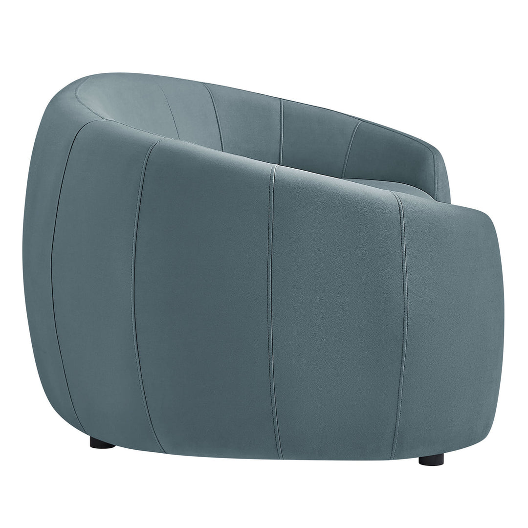 Contessa Curved Performance Velvet Sofa in Cadet Blue