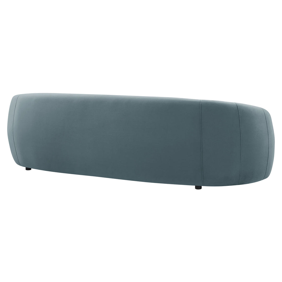 Contessa Curved Performance Velvet Sofa in Cadet Blue