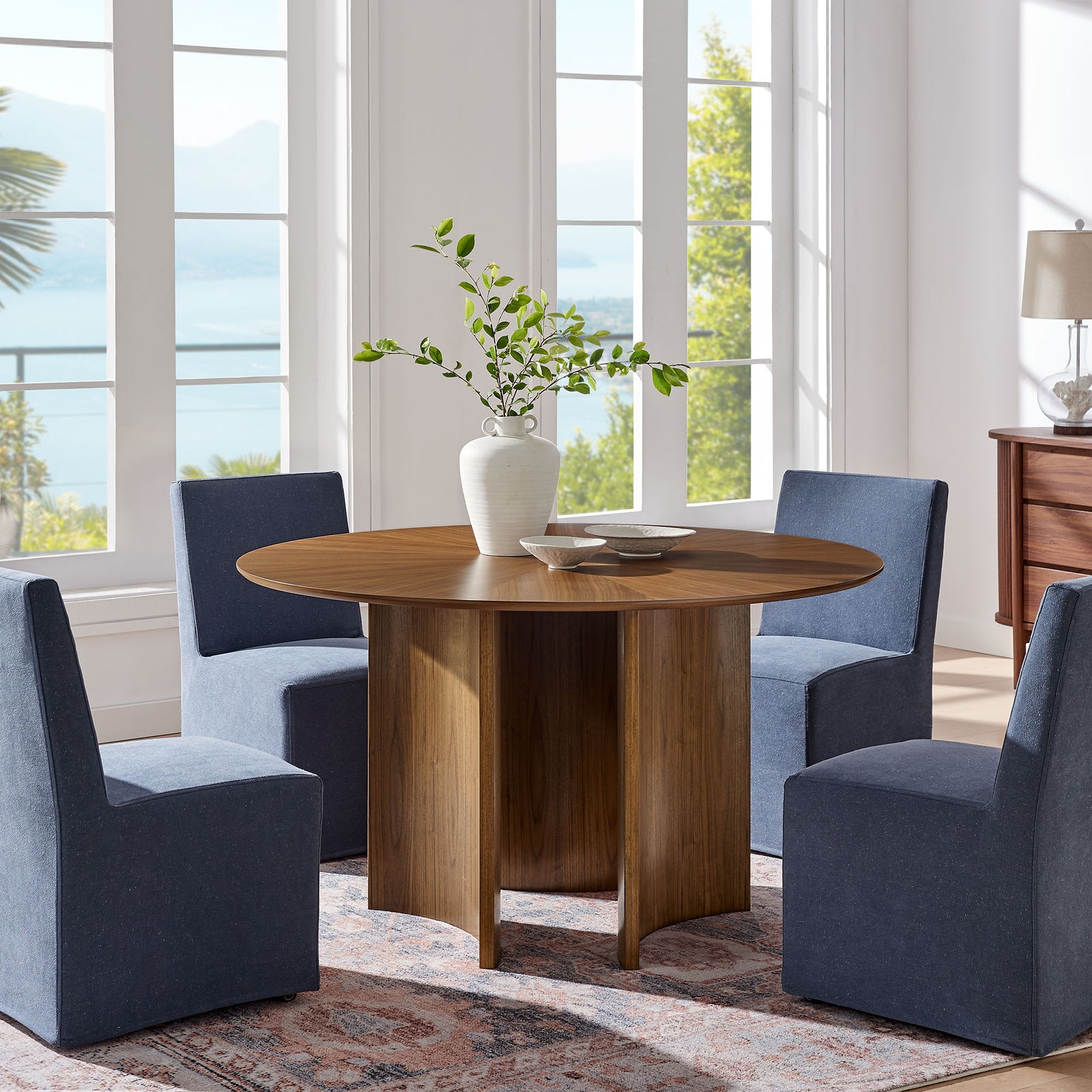 Sloane 54 Inch Round Dining Table in Walnut