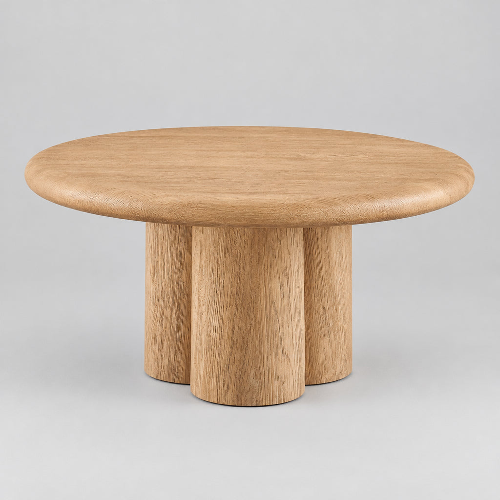Tori 31 Inch Round Indoor and Outdoor Patio Coffee Table in Oak