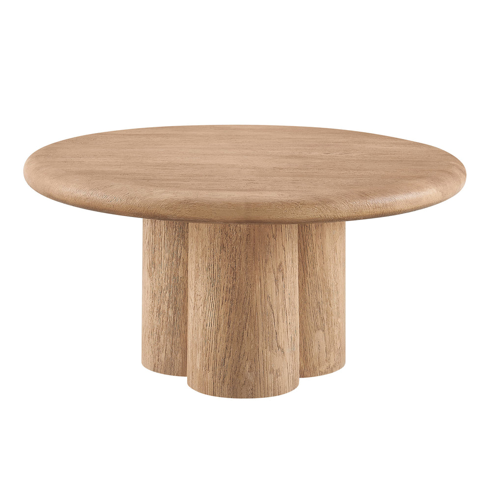 Tori 31 Inch Round Indoor and Outdoor Patio Coffee Table in Oak