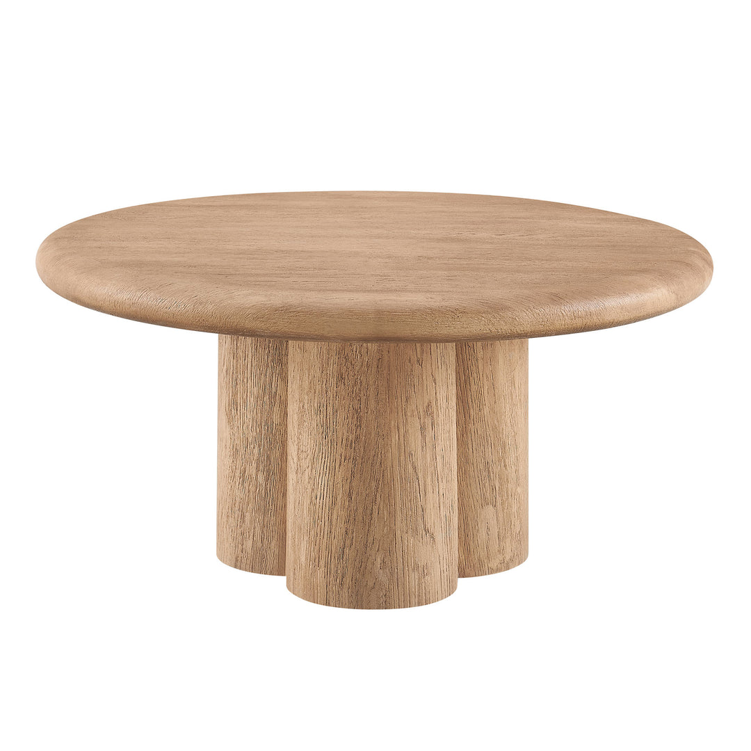 Tori 31 Inch Round Indoor and Outdoor Patio Coffee Table in Oak
