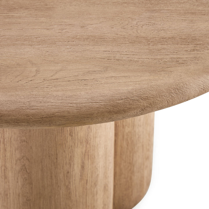 Tori 31 Inch Round Indoor and Outdoor Patio Coffee Table in Oak