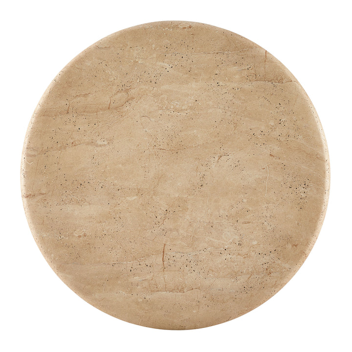 Tori 31 Inch Round Indoor and Outdoor Patio Coffee Table in Travertine