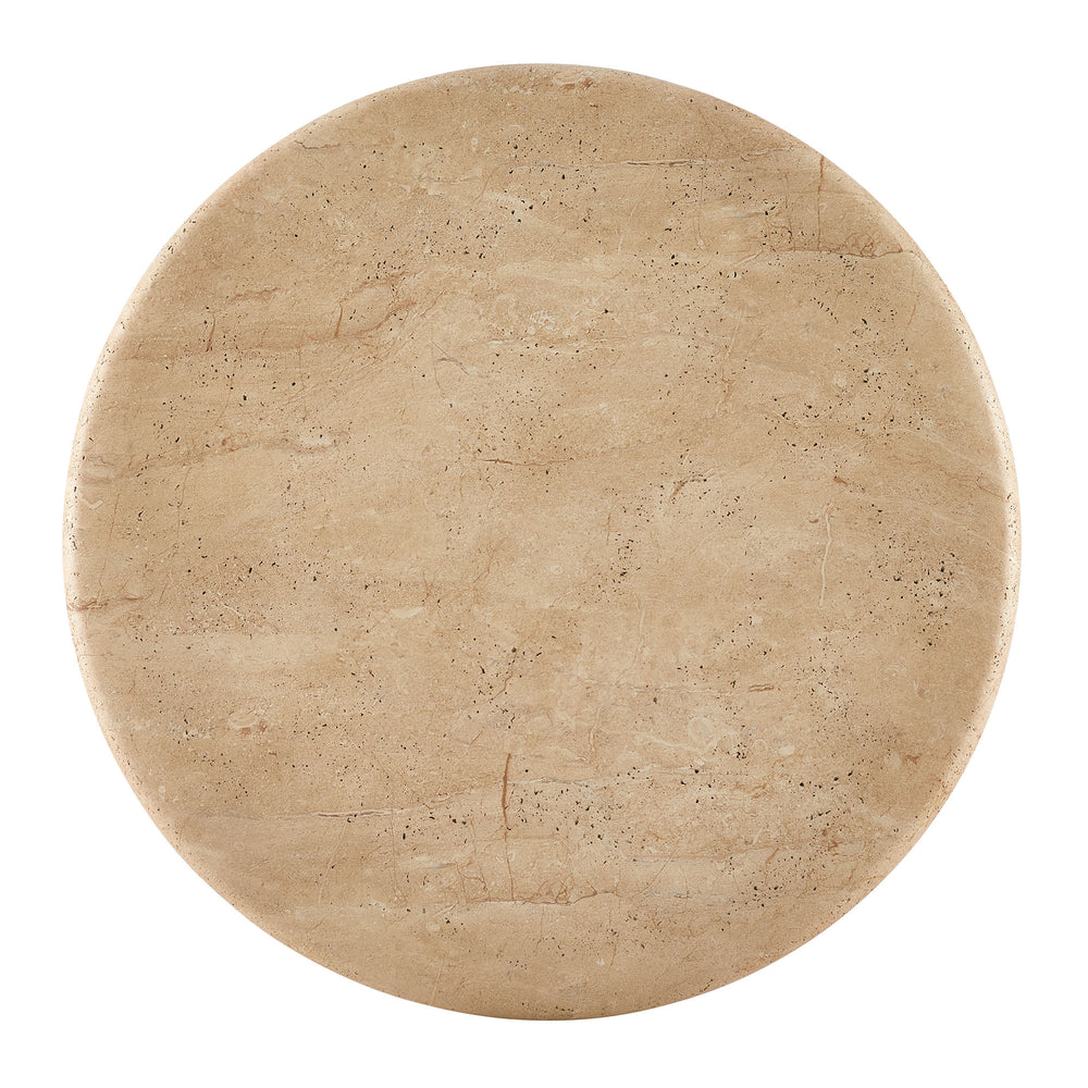 Tori 31 Inch Round Indoor and Outdoor Patio Coffee Table in Travertine