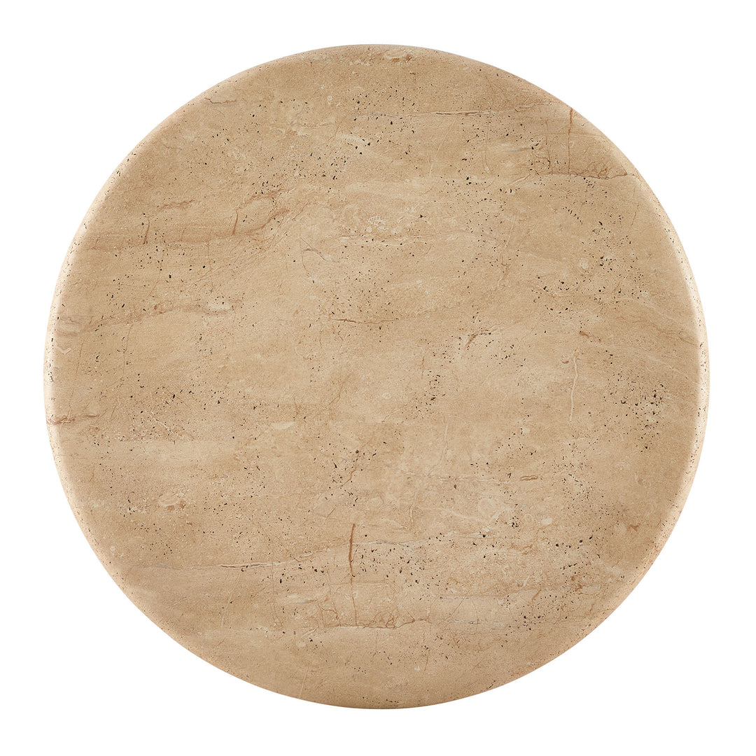 Tori 31 Inch Round Indoor and Outdoor Patio Coffee Table in Travertine