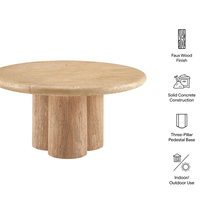Tori 31 Inch Round Indoor and Outdoor Patio Coffee Table in Travertine